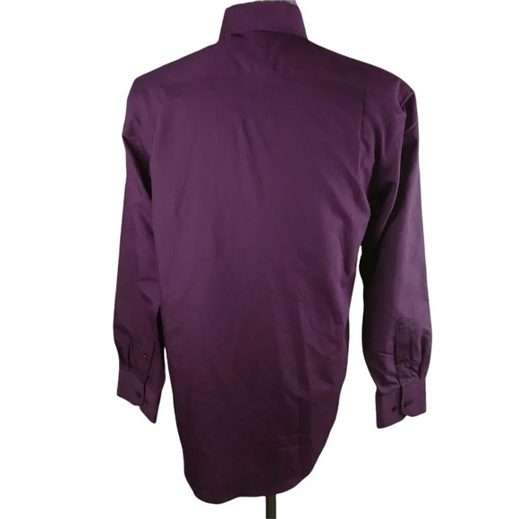 President Stone Work Office Business Dress Shirt, Eggplant Purple,  M - Picture 7 of 10
